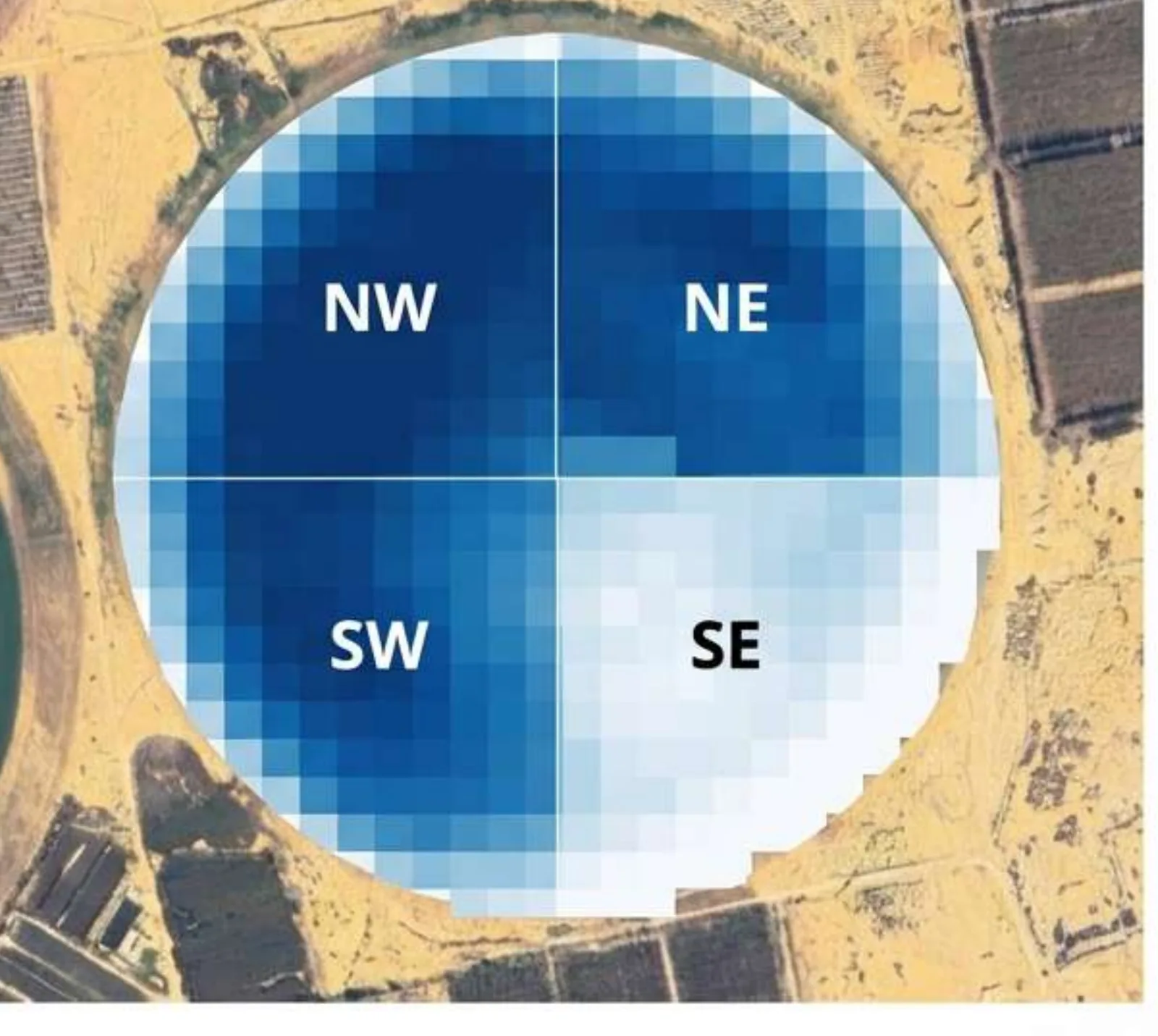 Quarter analysis of a pivot field with per-zone water stress scores
